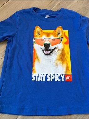 Nike Boys Stay Spicy Dog Graphic T-Shirt Blue- XS 4